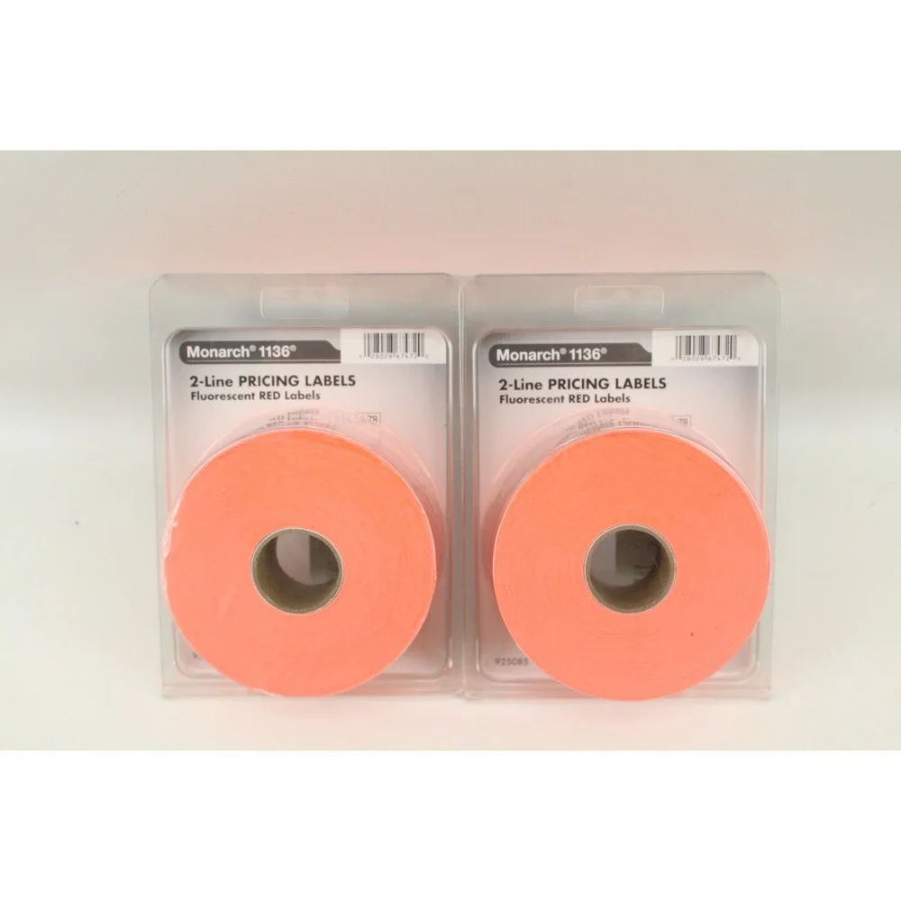 4‎ Rolls Monarch 1136 2 Line Pricing Labels Flourescent Red 1750 per Roll 925085